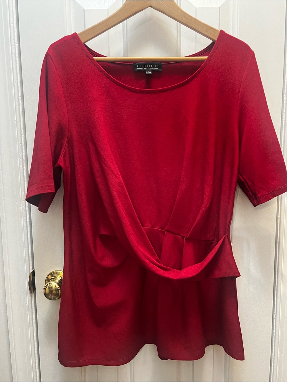 Eloquii Red Draped Front Top Sz 16